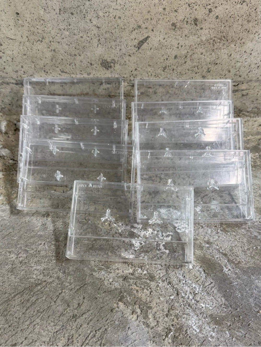 Vintage Sony TDK Cassette Tape Cases Lot of 9 Empty Clear Japan